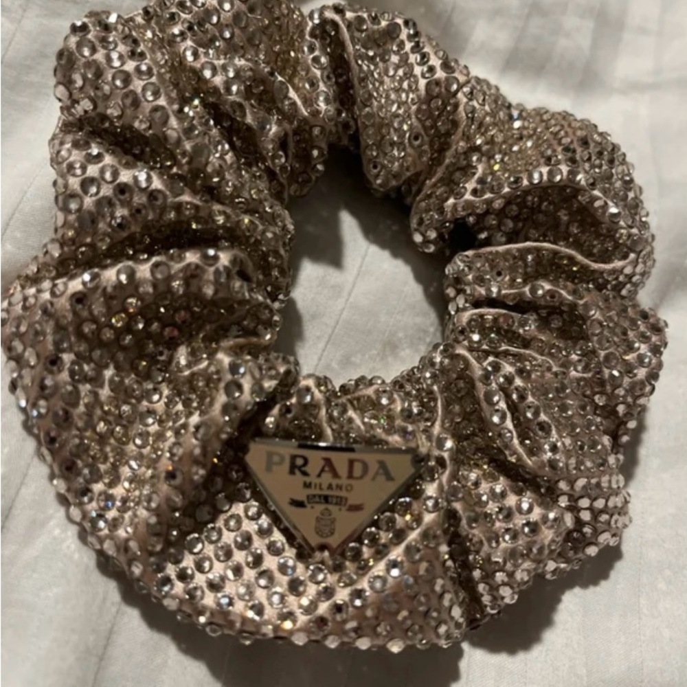 Prada pink crystal and gem scrunchie